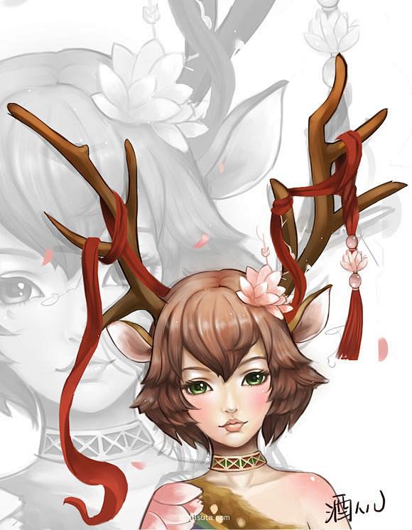 花瓣新青年酒人儿拟人的鹿儿