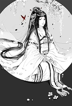心若向阳|何谓悲伤采集到古典手绘美女