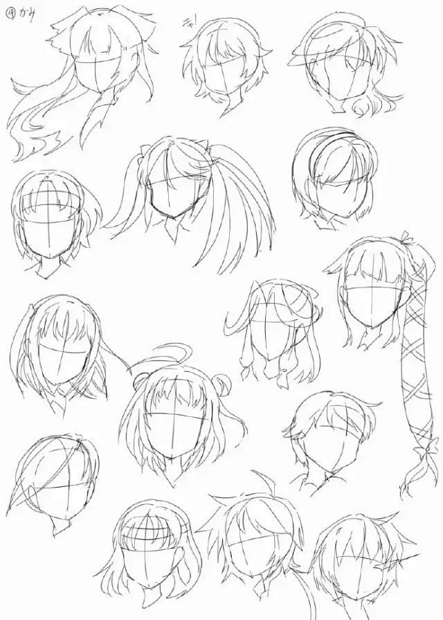 280种发型画法参考以后再也不用画秃子啦发型有很多种齐刘海中分长发