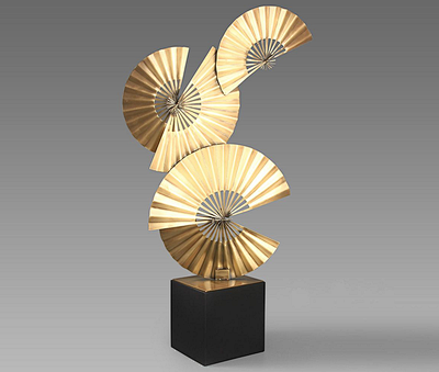 逸品阁现代家饰新中式金属铁艺工艺品扇子铁扇工艺扇家居摆件摆设淘宝
