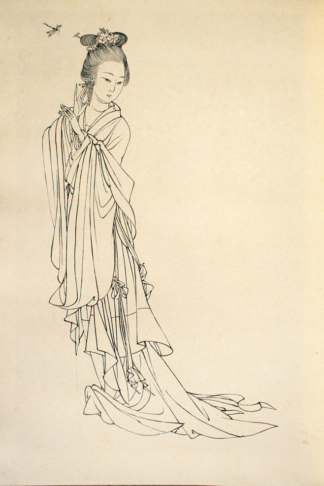 19:44:05蔡岚工笔画仕女线稿白描画(人物)猫三水79同采自tianlang71