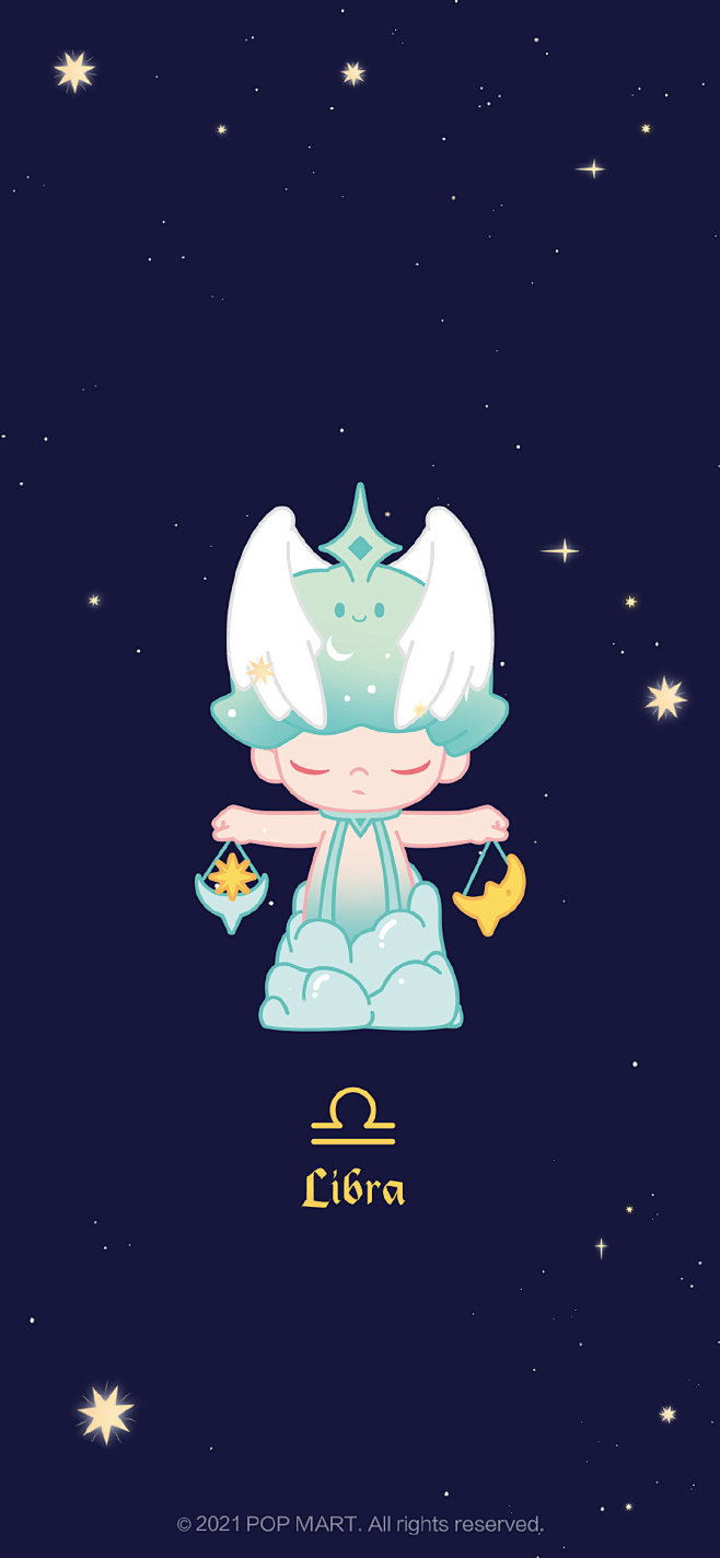 泡泡玛特dimoo星座竖版壁纸