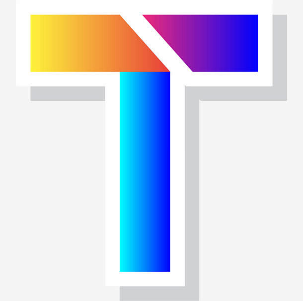 渐变色条折叠英文字母t高清素材26个字母3d字母创意字