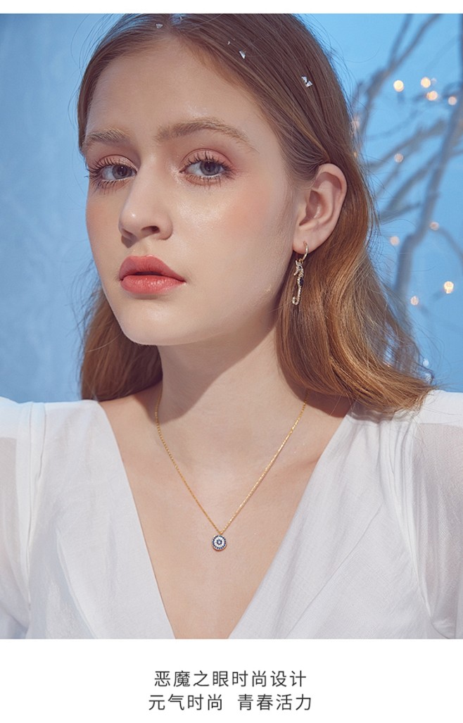 mmllo恶魔之眼项链女ins简约925纯银锁骨链潮轻奢小众情人节礼物淘宝
