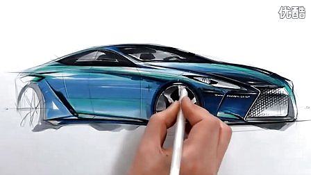 雷克萨斯汽车设计马克笔手绘视频教程2