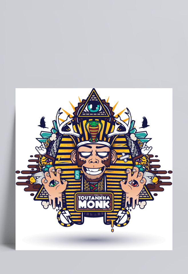 猴子图腾美漫美式漫画涂鸦街头涂鸦暗黑系嘻哈潮流潮牌卡通q版叛逆的