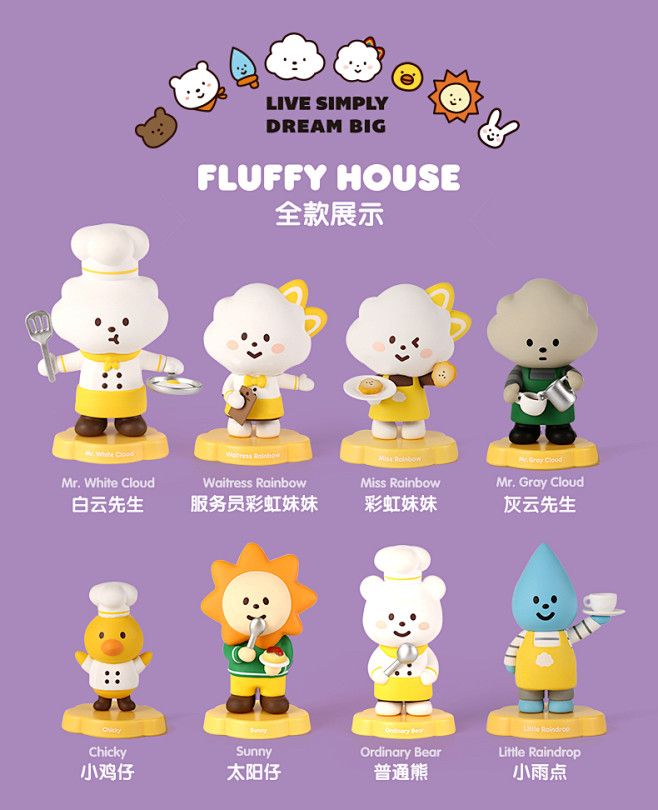 popmart泡泡玛特fluffyhouse白云先生q版系列3盲盒手办云朵咖啡店t