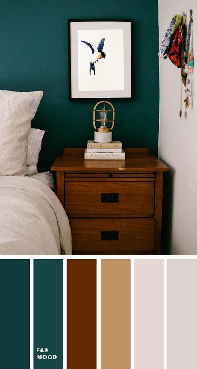 美丽的卧室配色方案深绿色和棕色卧室颜色卧室颜色装饰