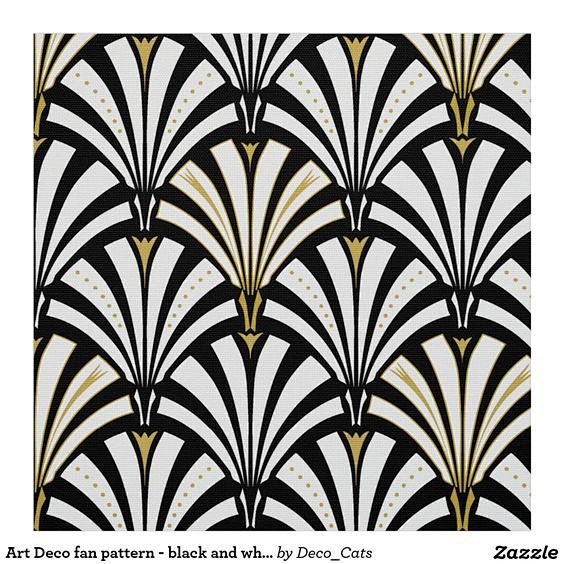 artdecofanpatternblackandwhitefabriczazzle