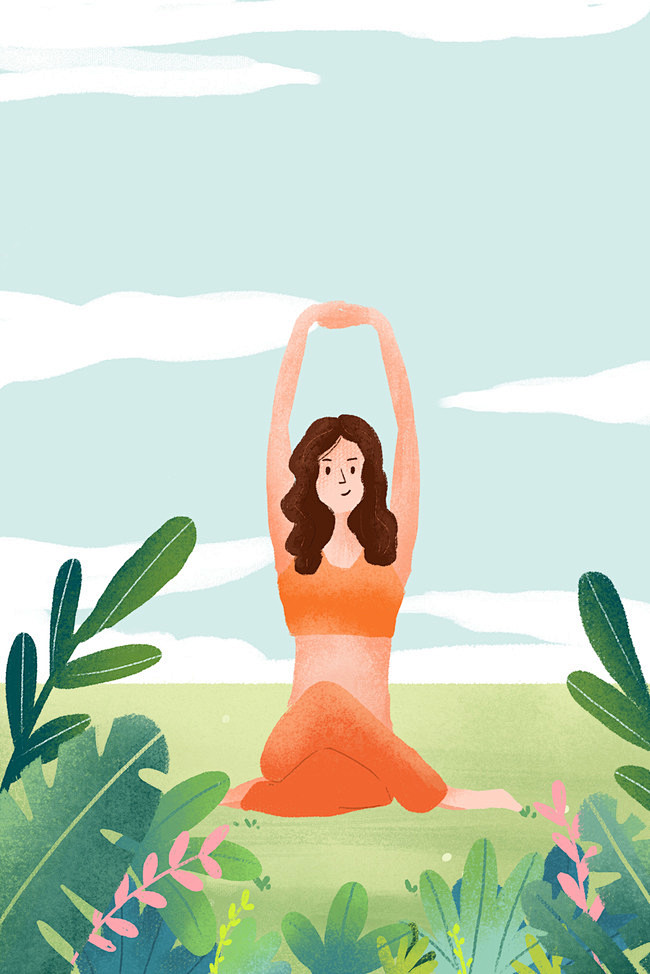 小清新瑜伽运动插画