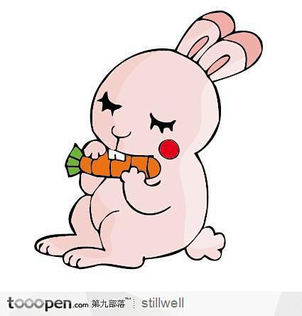 16:48:58啃红萝卜的小白兔插画素材t卡通贴纸小小凡戴大眼镜同采自www