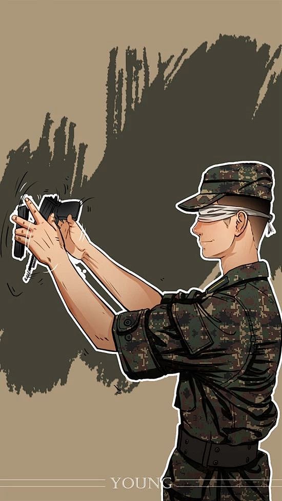 軍人軍旅帥氣致敬繪畫插圖來自young軍旅漫畫