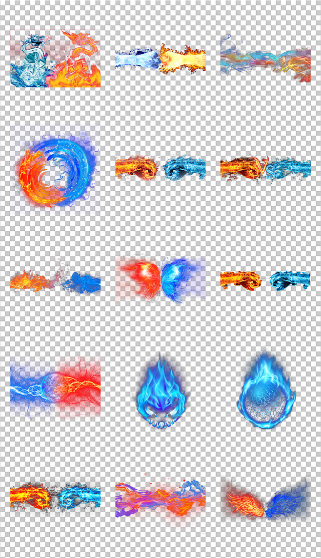 火的对决拳头决战冰火力量拳头火苗火焰特效