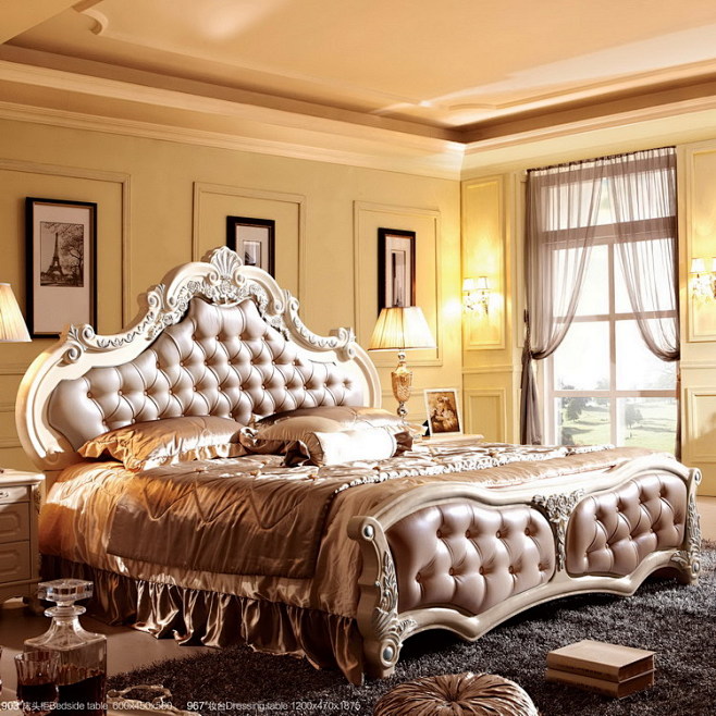 法拉丹顿家具欧式床白色欧式简约双人床奢华法式床白色简约大床促销