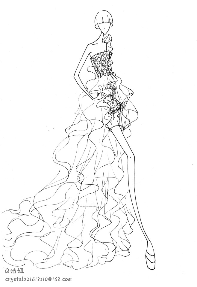 波西米亚风格裙子手绘图片