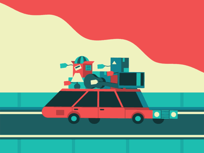com gone shopping car gif animation retro graphic. dribbble.