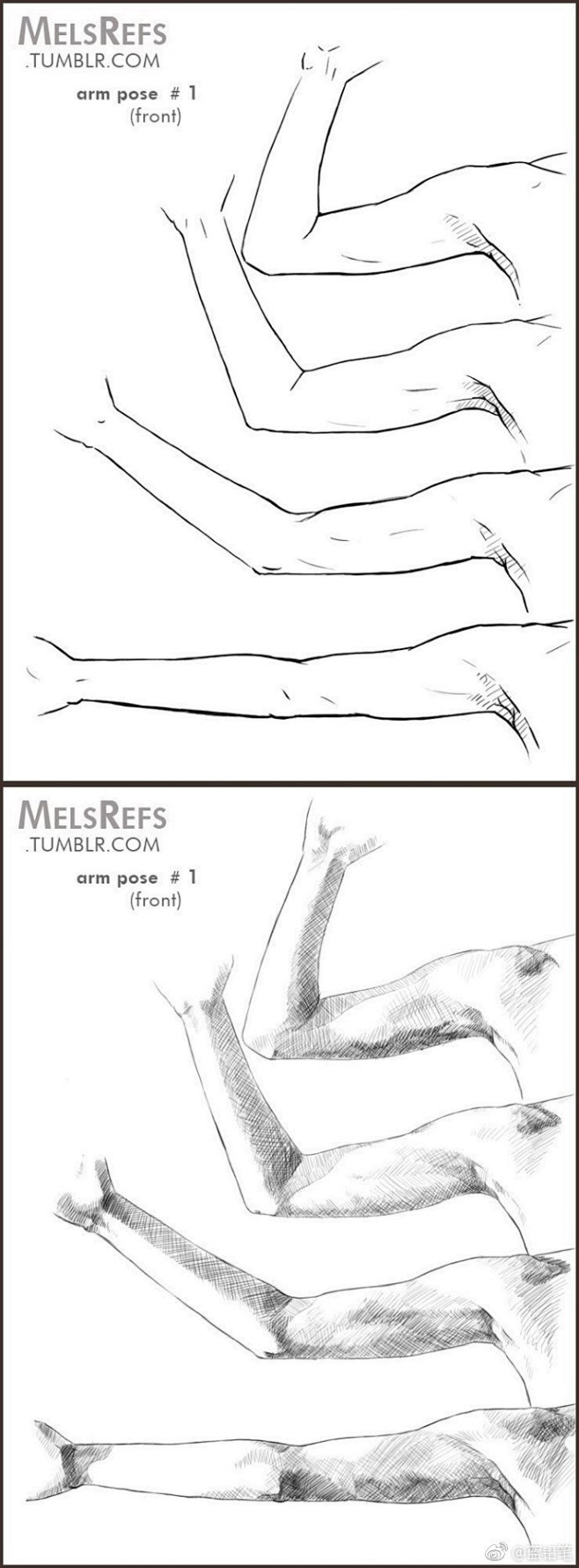 一组手臂的素材图人体素描手臂的画法教程解剖学原理戳o网页链接绘画