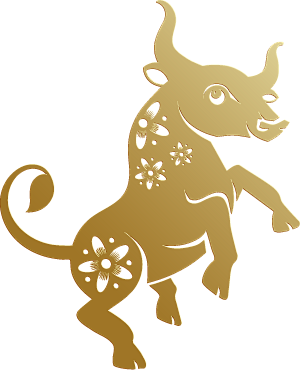 金色牛2传统复古新年装饰素材png免抠图