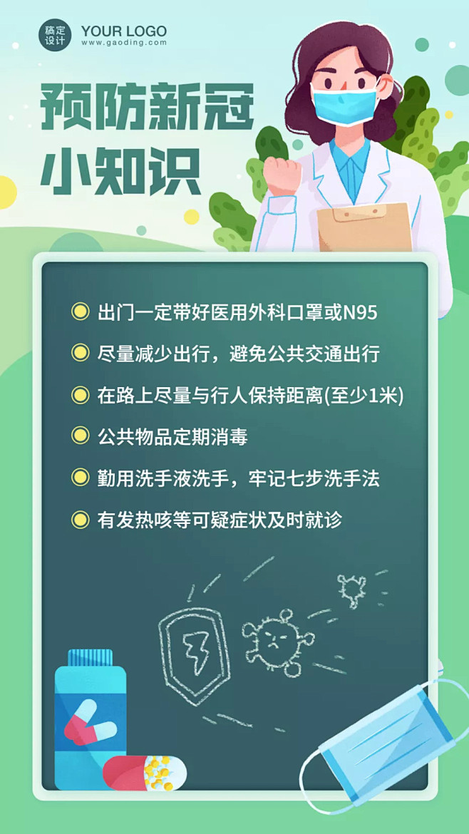 疫情防疫预防新冠小知识手机海报