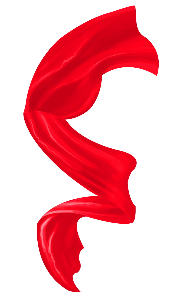 png红色飘带丝绸素材