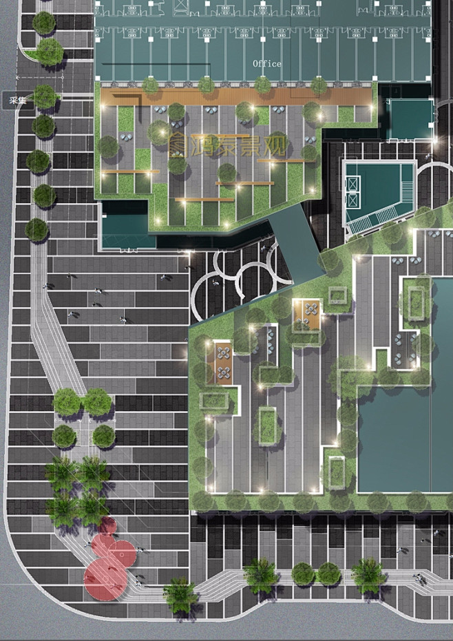 高逼格商业广场综合体景观设计彩平psd素材商场业街区总平ps素材淘宝