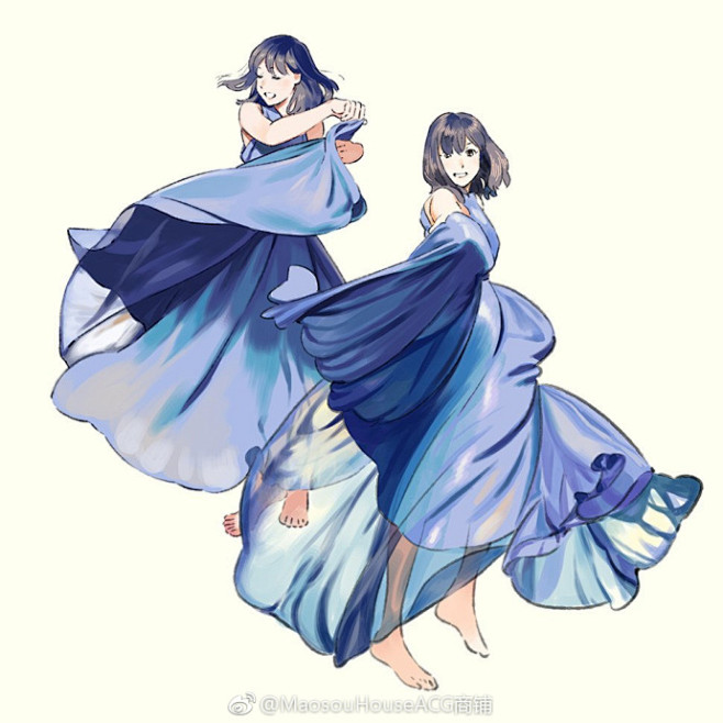 职业漫画家海岛千本作品翩翩起舞的长裙少女美丽的画面配上女孩子甜美