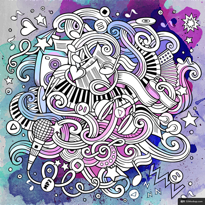 渐变色彩色彩潮流音乐音乐乐器音乐元素海报