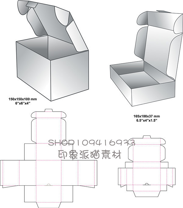 boxes 921 [转换]创意包装设计展开图eps/cdr矢量刀模板产品礼盒纸盒