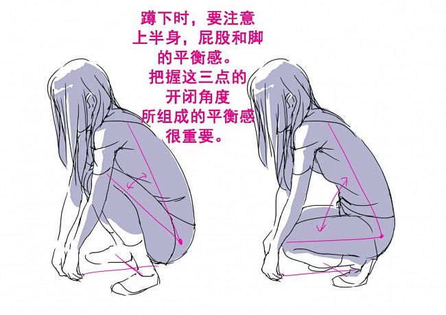 动漫插画女生蹲着的姿势参考图蹲下的女孩姿势怎么画画法wwwyouyixcom