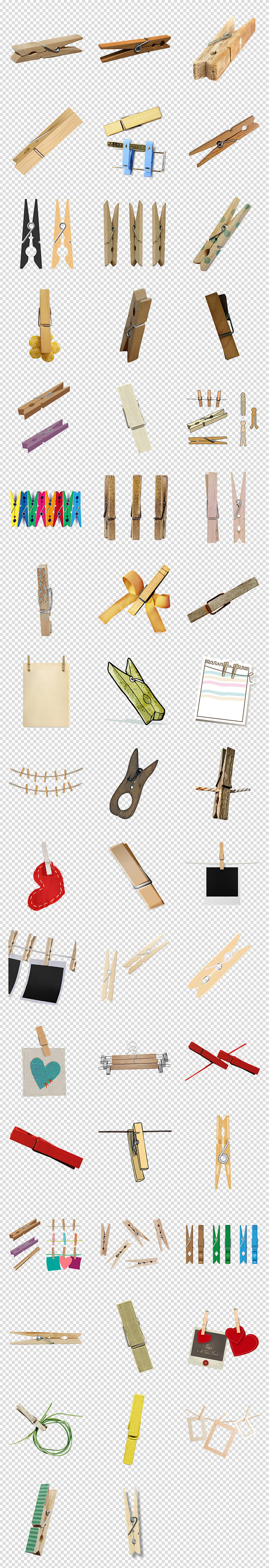 卡通木夹子黄色木夹子绳子木夹子png素材