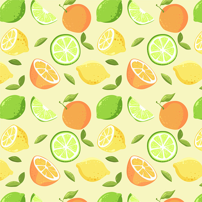 手绘水彩水果柠檬菠萝西瓜草莓橘子背景ai矢量印刷图片素材113