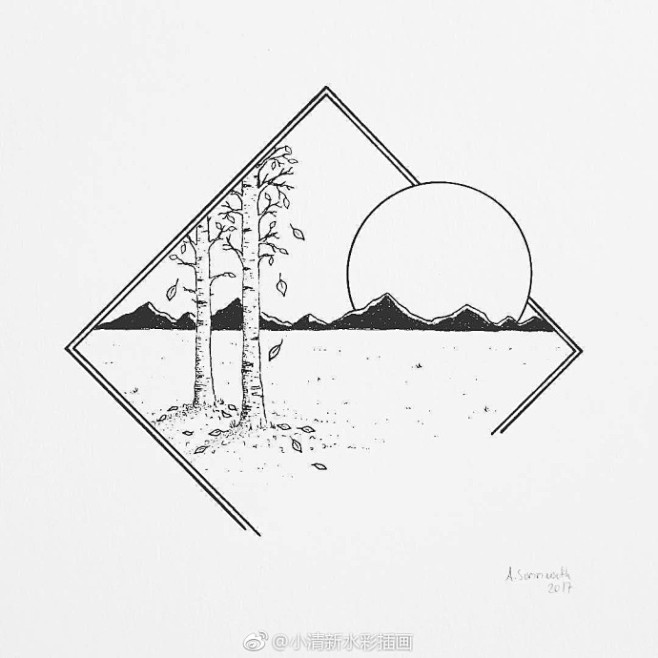 黑白手绘byinsblackworknow67转黑白插画装饰画67676767