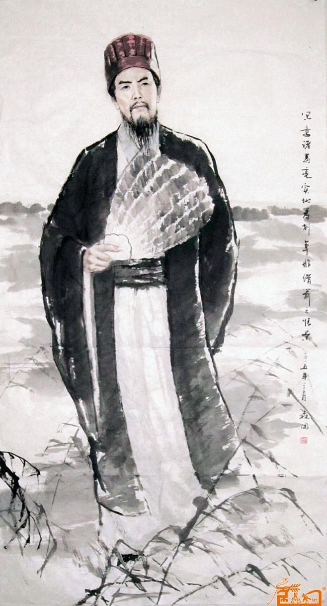 画家何森团历史人物国画作品诸葛亮