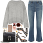 A fashion look from November 2016 featuring grey sweater, blue jeans and valentino shoes. Browse and shop related looks.