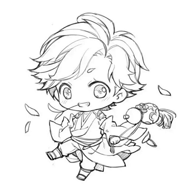 王者荣耀李白青莲剑仙q版线稿