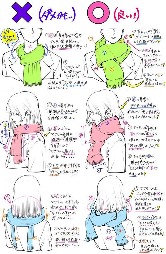 围巾画法动漫图片