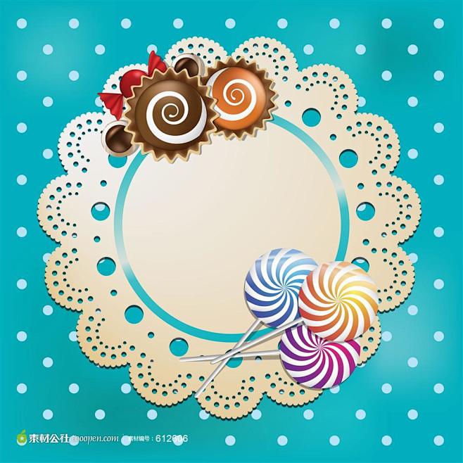 母亲节浪漫唯美糖果蕾丝花纹图案贺卡