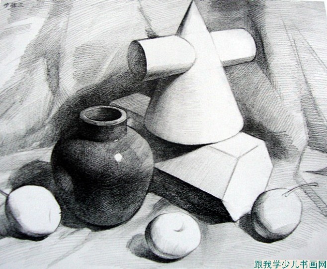 中央美院精品素描静物范画石膏与静物组合