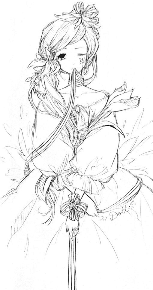 古风线稿动漫人物图