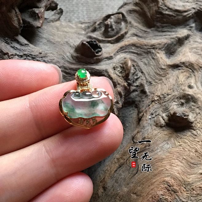 一望无际翡翠珠宝定制小精品款式图如意头吊坠戒指18k金镶嵌淘宝网
