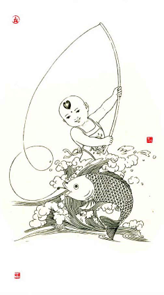 微尘1986采集到童子白描