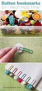 DIY simple and cute button bookmarks - What to do with all of those leftover buttons... Plus lots of other simple craft ideas.