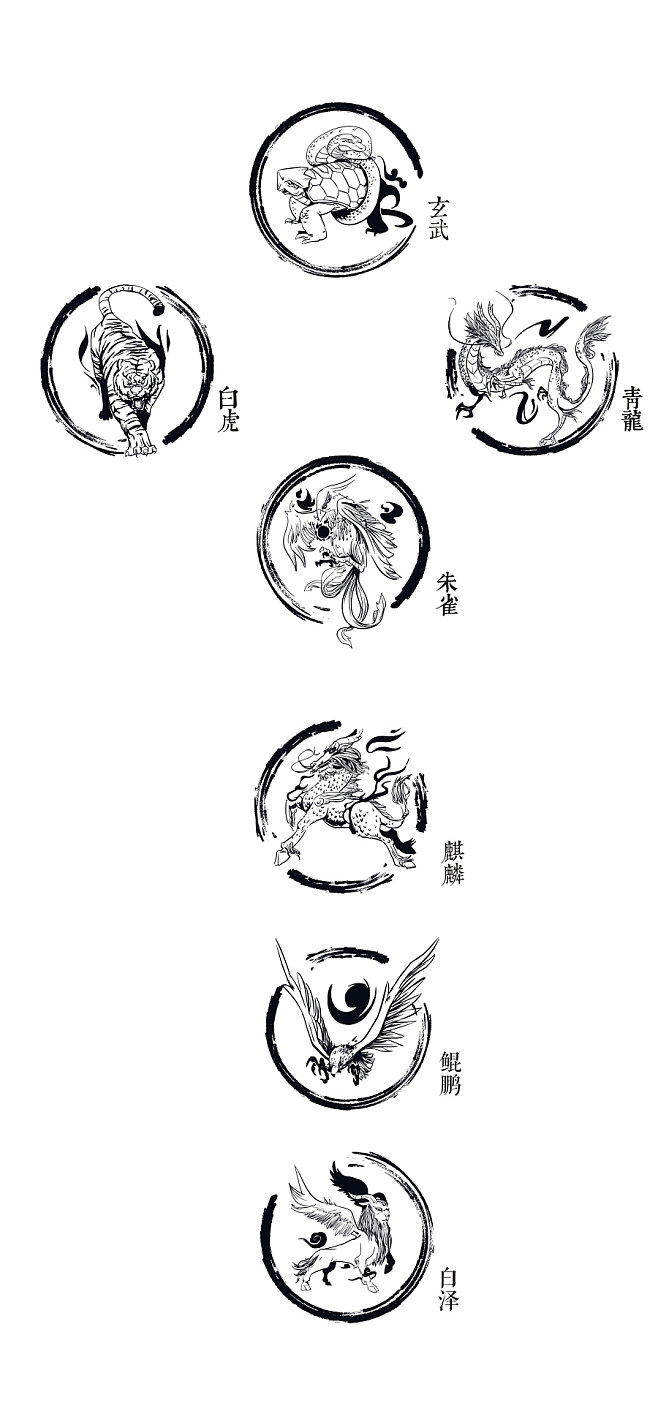五大神兽简笔画 进化图片