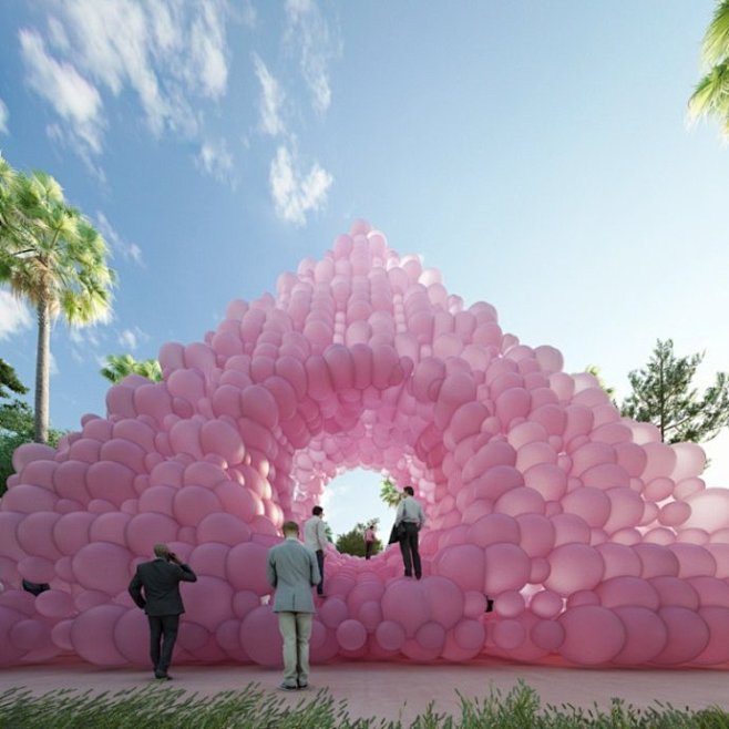 美陈装置五彩缤纷的气球装置国外艺术家的大胆创意