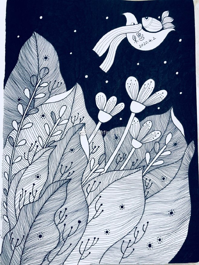 黑白装饰画线描