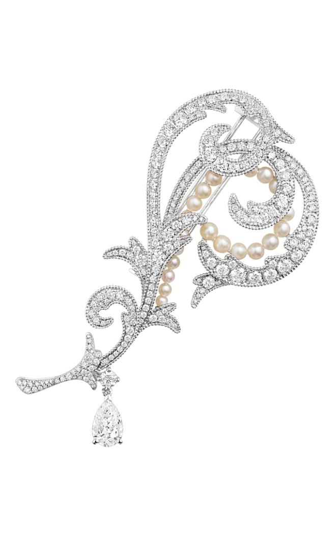 维也纳华尔兹白金胸针镶嵌1颗dvvs1级梨形切割钻石170