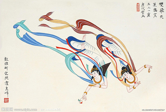 人物传统文化绘画美术国画飞天图国画欣赏