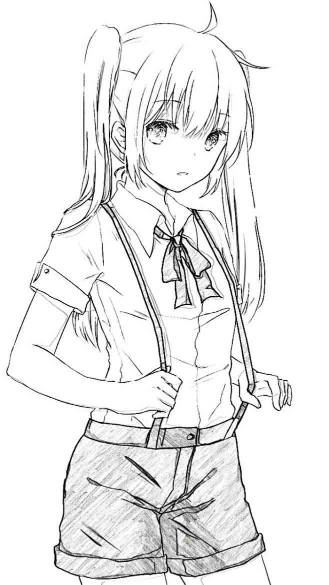 绘动漫简笔画线稿黑白配动漫唯美壁纸插画头像可爱唯美二次元美图可爱