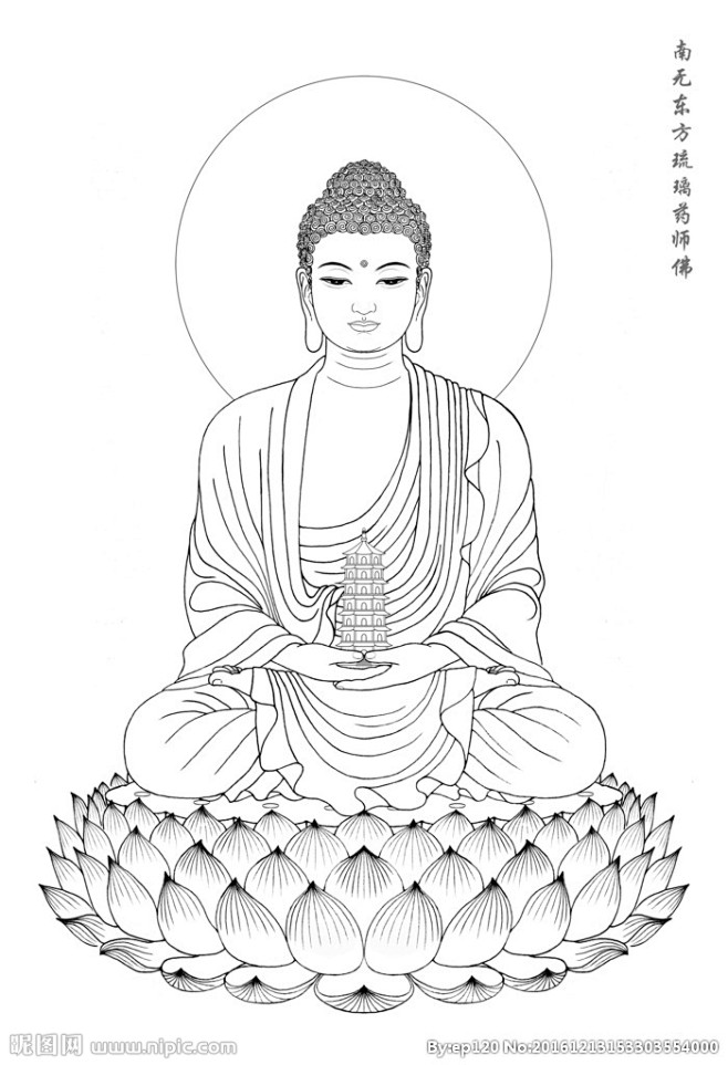 佛教线描图片