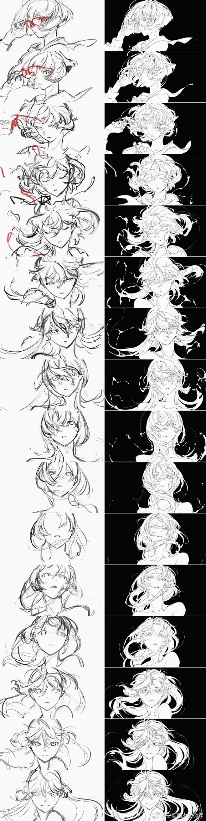 米山舞动画素材逐帧分解看完就会画了